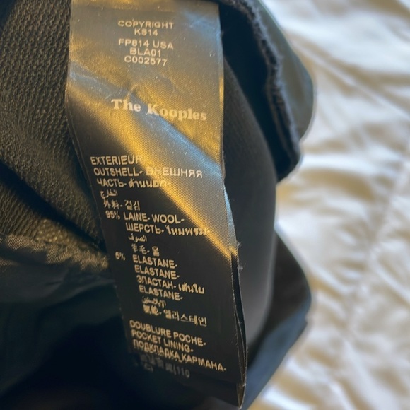 The Kooples Wool Pants Trousers Pleated Mid Rise Lamb Leather Trim Black 10 - Picture 7 of 8